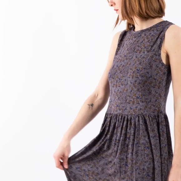 Sessun Sleeveless Abstract Blue Micro Dot Pattern Lightweight Midi Dress Size XS - Picture 2 of 16